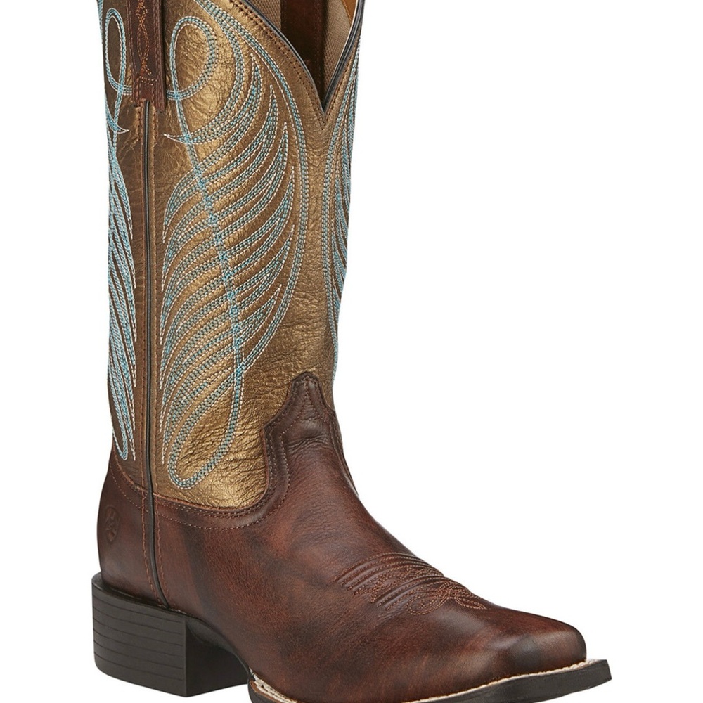 Ariat Brown and Gold Ankle Boots